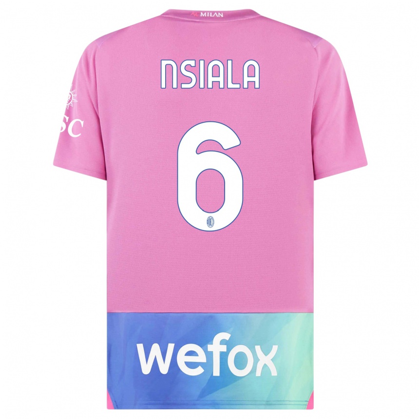 Niño Fútbol Camiseta Clinton Nsiala #6 Rosado Morado Equipación Tercera 2023/24 México