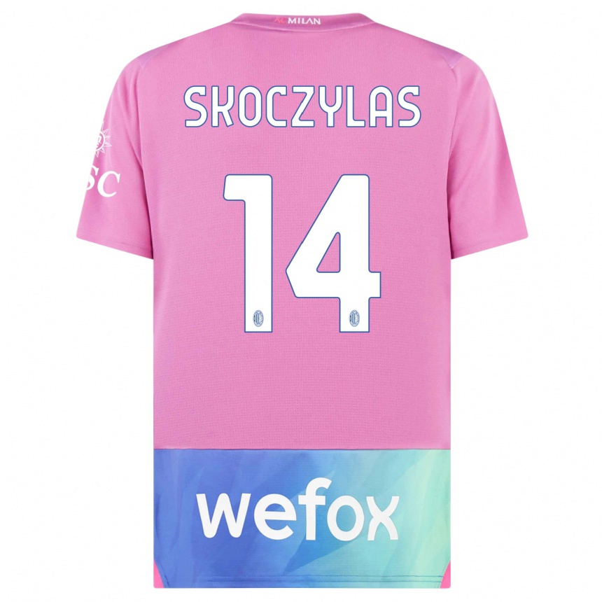 Niño Fútbol Camiseta Mateusz Skoczylas #14 Rosado Morado Equipación Tercera 2023/24 México