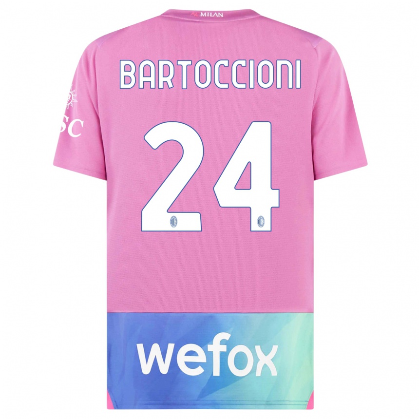 Niño Fútbol Camiseta Andrea Bartoccioni #24 Rosado Morado Equipación Tercera 2023/24 México