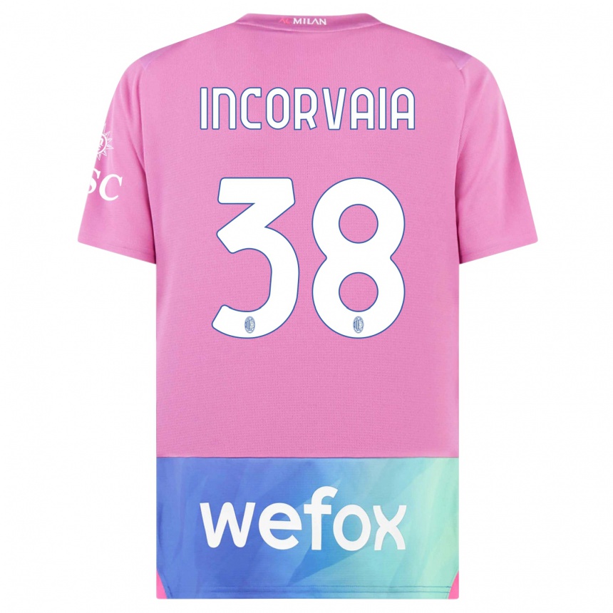 Niño Fútbol Camiseta Giovanni Incorvaia #38 Rosado Morado Equipación Tercera 2023/24 México