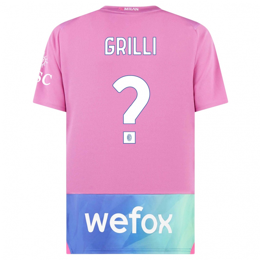 Niño Fútbol Camiseta Lorenzo Grilli #0 Rosado Morado Equipación Tercera 2023/24 México