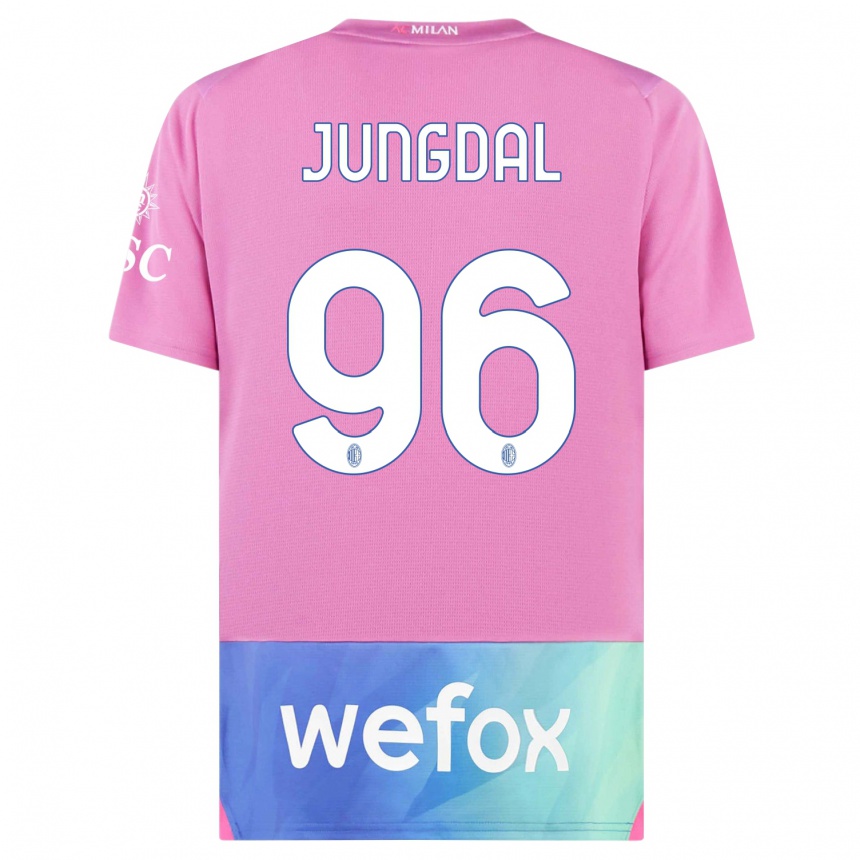 Niño Fútbol Camiseta Andreas Jungdal #96 Rosado Morado Equipación Tercera 2023/24 México