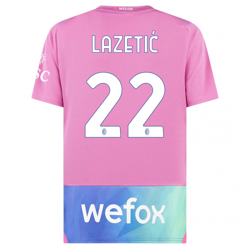 Niño Fútbol Camiseta Marko Lazetic #22 Rosado Morado Equipación Tercera 2023/24 México