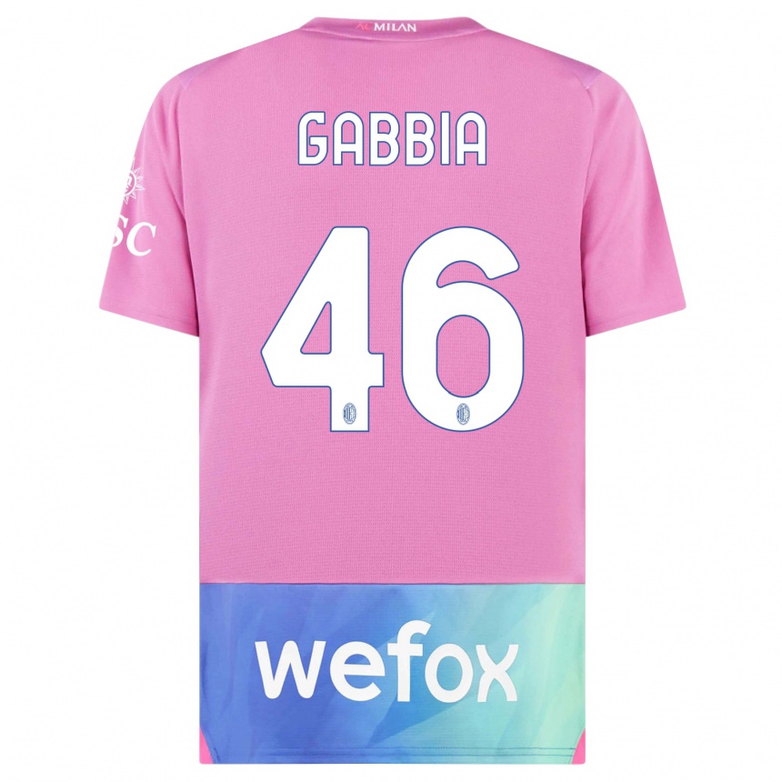 Niño Fútbol Camiseta Matteo Gabbia #46 Rosado Morado Equipación Tercera 2023/24 México