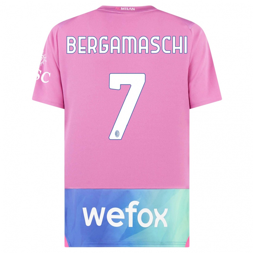 Niño Fútbol Camiseta Valentina Bergamaschi #7 Rosado Morado Equipación Tercera 2023/24 México