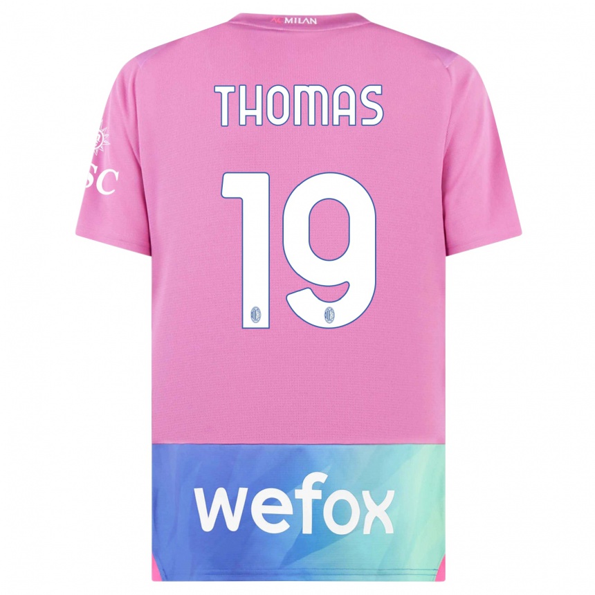 Niño Fútbol Camiseta Lindsey Thomas #19 Rosado Morado Equipación Tercera 2023/24 México