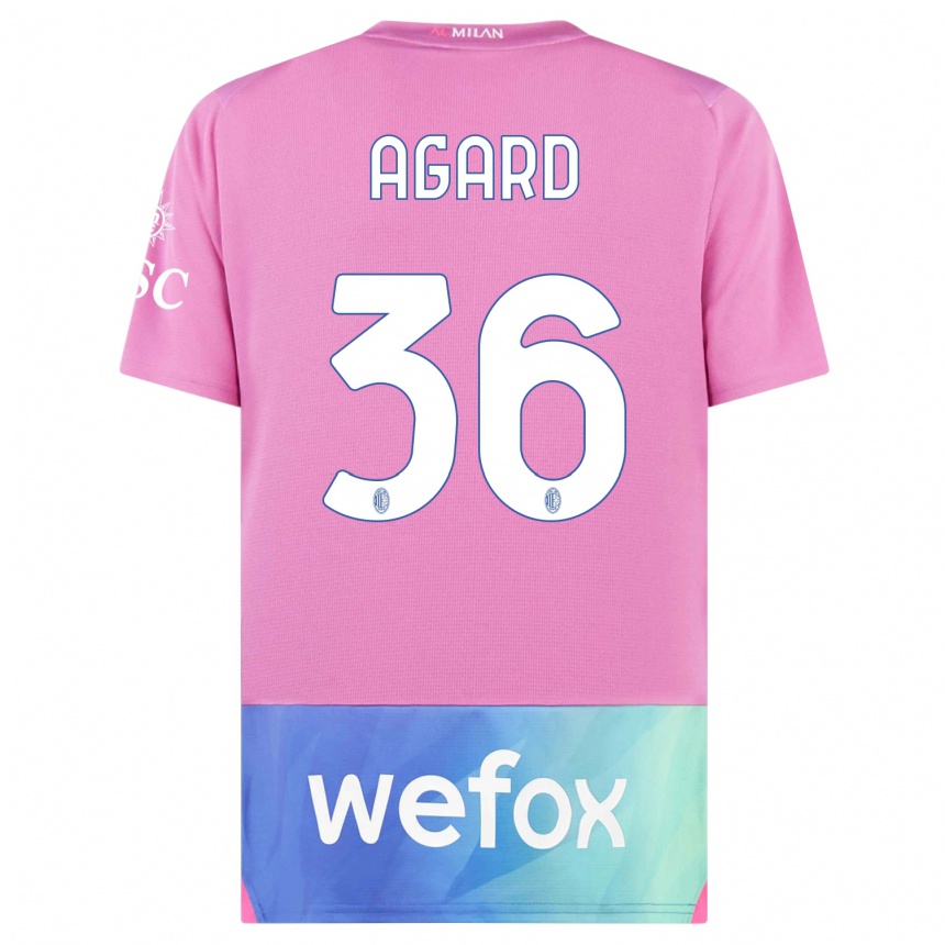 Niño Fútbol Camiseta Laura Agard #36 Rosado Morado Equipación Tercera 2023/24 México