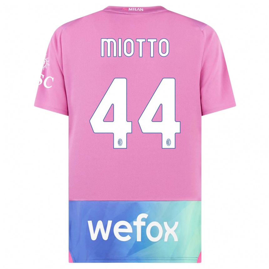 Niño Fútbol Camiseta Giorgia Miotto #44 Rosado Morado Equipación Tercera 2023/24 México