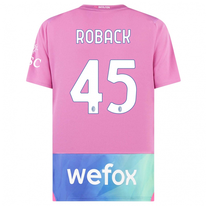 Niño Fútbol Camiseta Emil Roback #45 Rosado Morado Equipación Tercera 2023/24 México