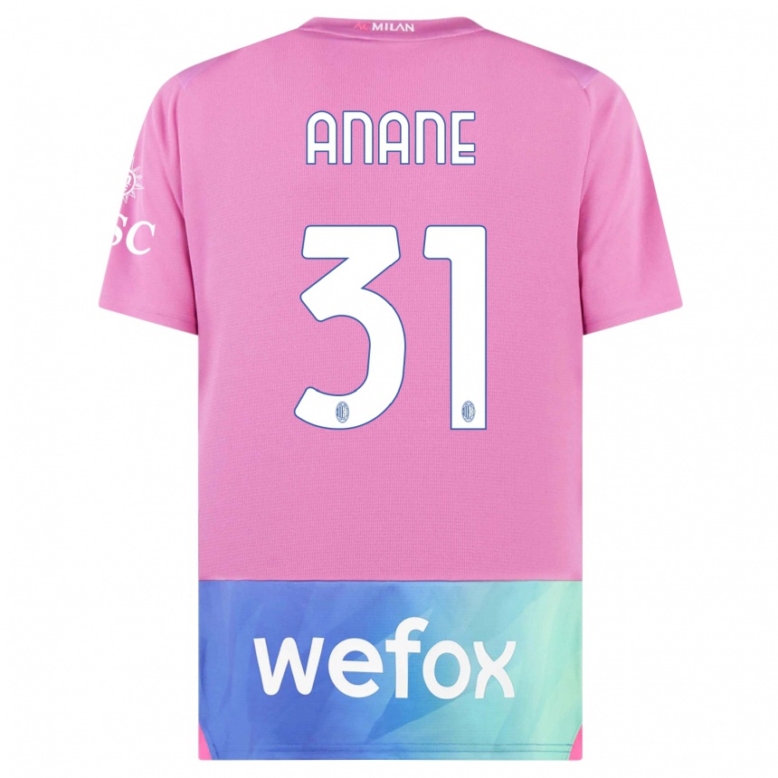 Niño Fútbol Camiseta Emmanuel Anane #31 Rosado Morado Equipación Tercera 2023/24 México