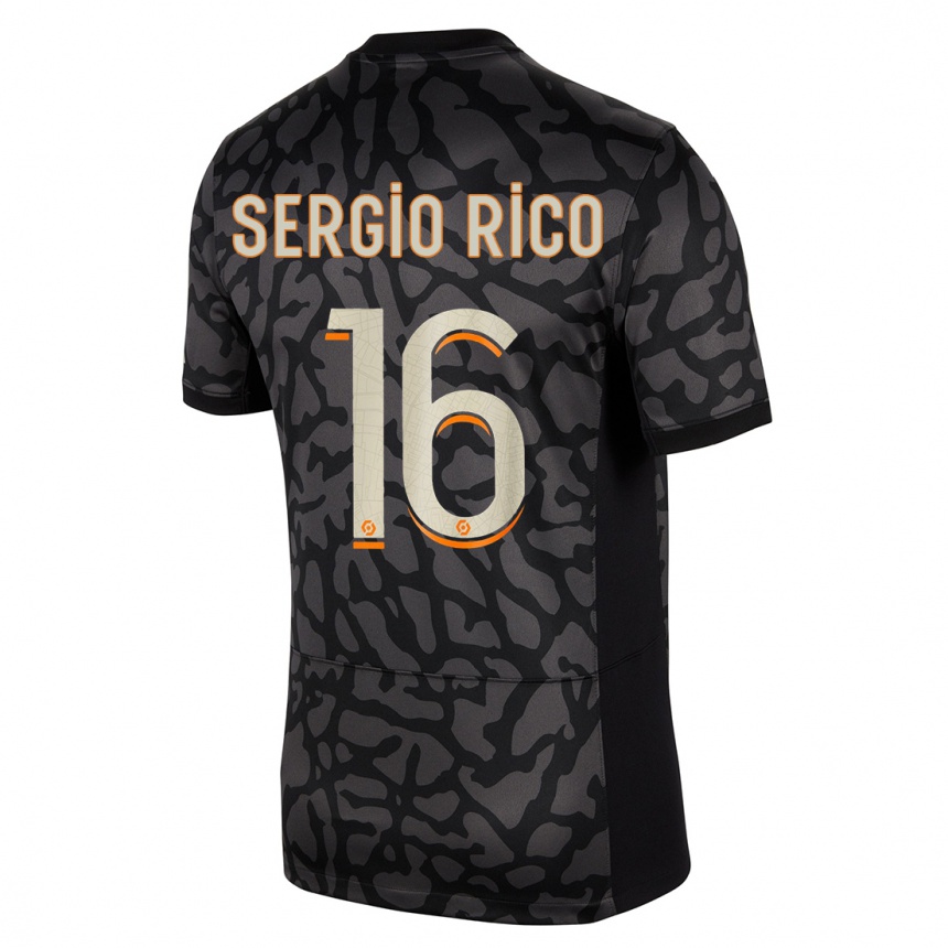 Niño Fútbol Camiseta Sergio Rico #16 Negro Equipación Tercera 2023/24 México