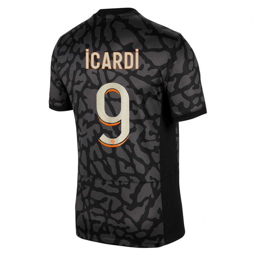 Niño Fútbol Camiseta Mauro Icardi #9 Negro Equipación Tercera 2023/24 México