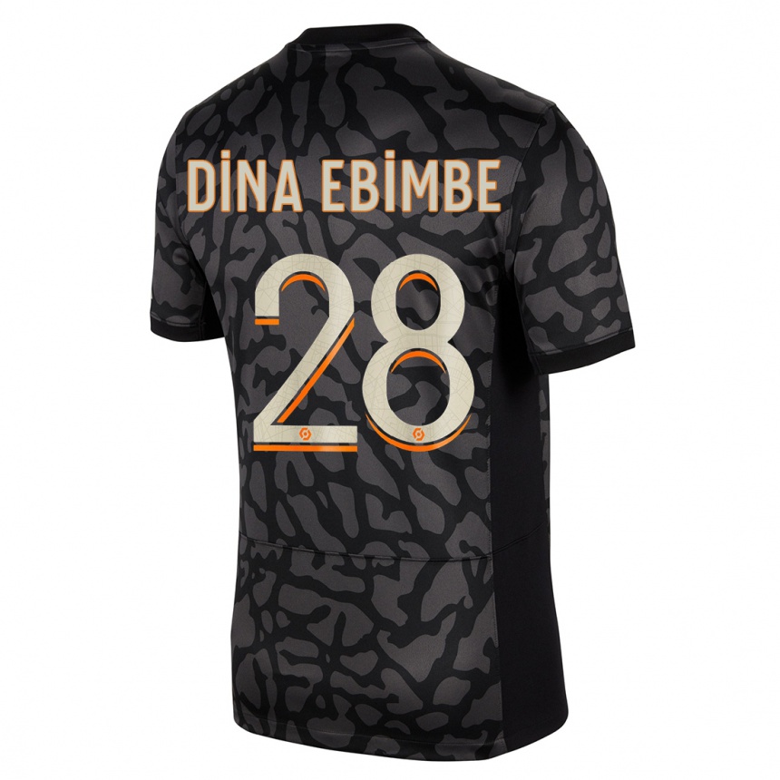 Niño Fútbol Camiseta Eric Junior Dina Ebimbe #28 Negro Equipación Tercera 2023/24 México