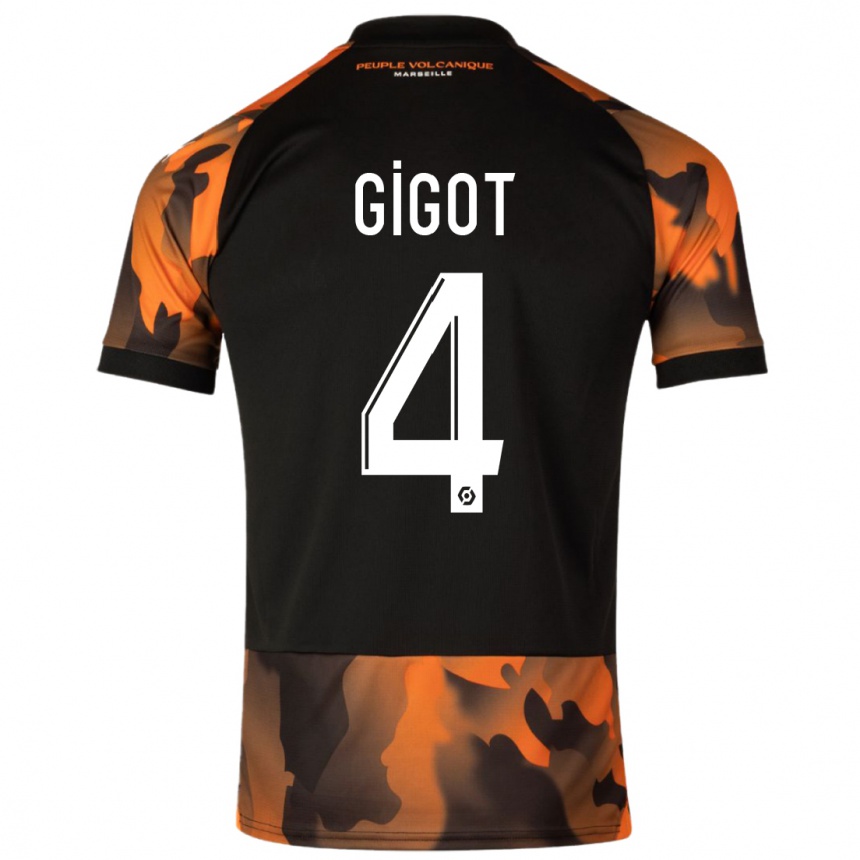 Niño Fútbol Camiseta Samuel Gigot #4 Negro Naranja Equipación Tercera 2023/24 México