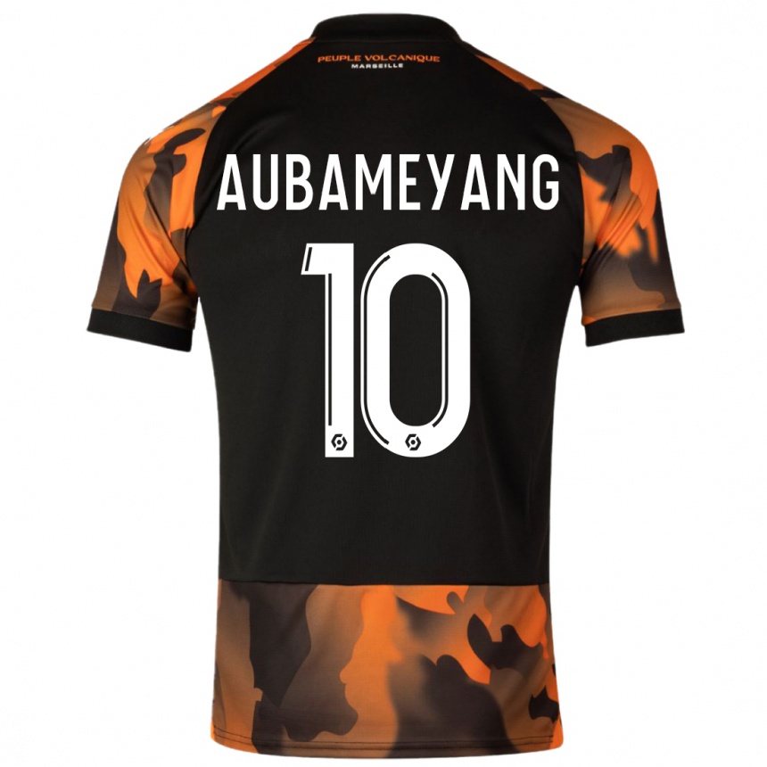 Niño Fútbol Camiseta Pierre-Emerick Aubameyang #10 negro naranja Equipación Tercera 2023/24 México