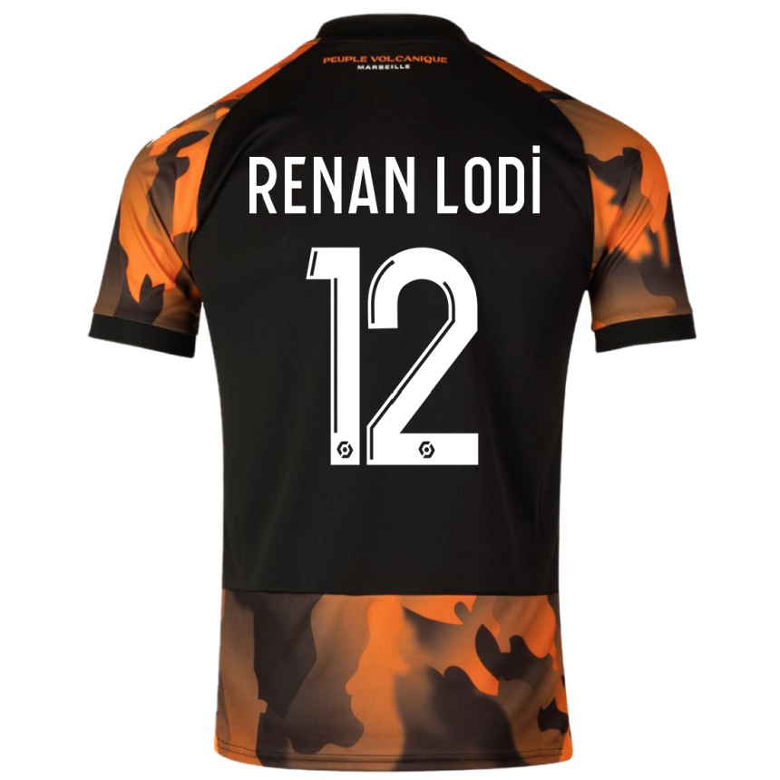 Niño Fútbol Camiseta Renan Lodi #12 Negro Naranja Equipación Tercera 2023/24 México