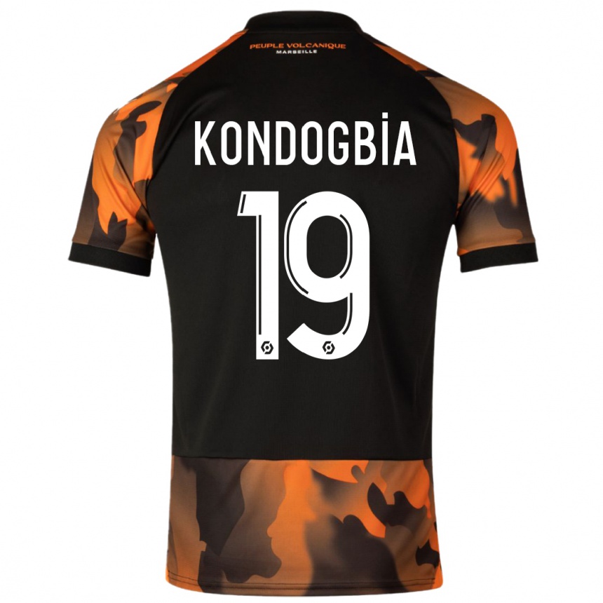 Niño Fútbol Camiseta Geoffrey Kondogbia #19 Negro Naranja Equipación Tercera 2023/24 México