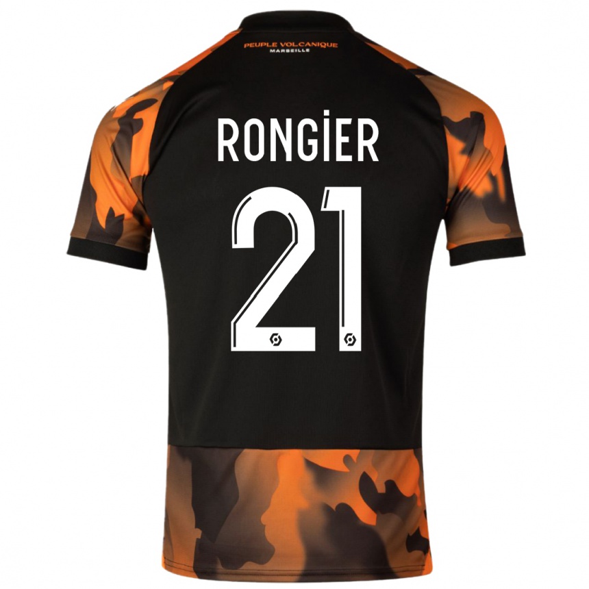 Niño Fútbol Camiseta Valentin Rongier #21 Negro Naranja Equipación Tercera 2023/24 México