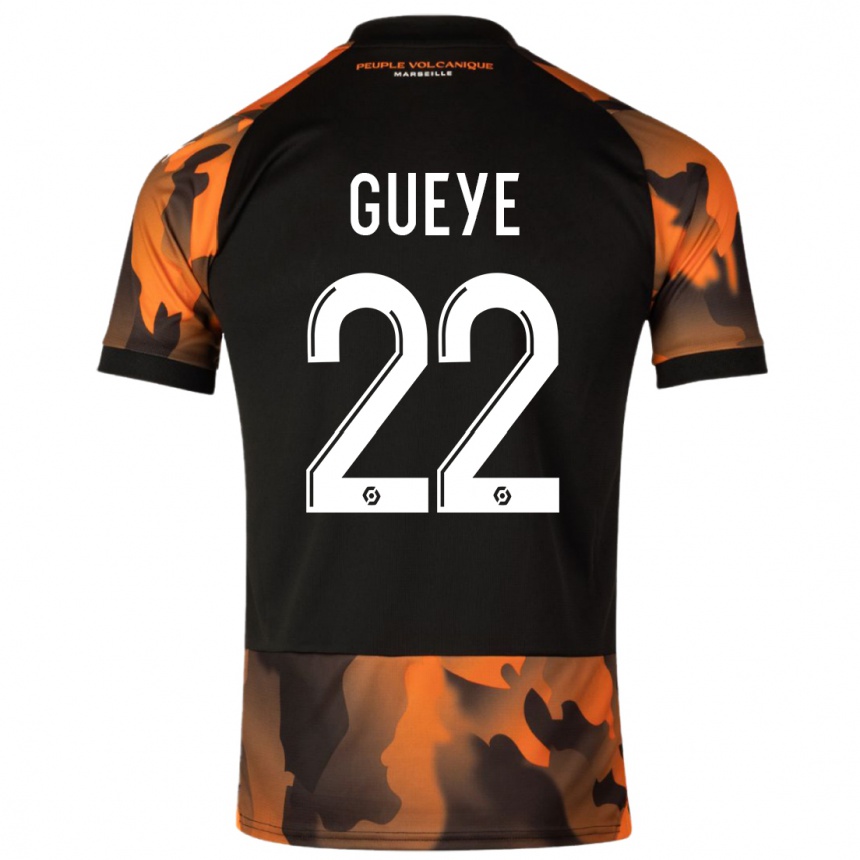 Niño Fútbol Camiseta Pape Gueye #22 Negro Naranja Equipación Tercera 2023/24 México