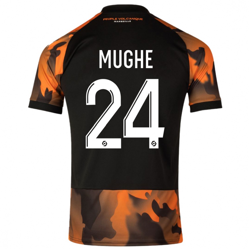 Niño Fútbol Camiseta François Mughe #24 Negro Naranja Equipación Tercera 2023/24 México