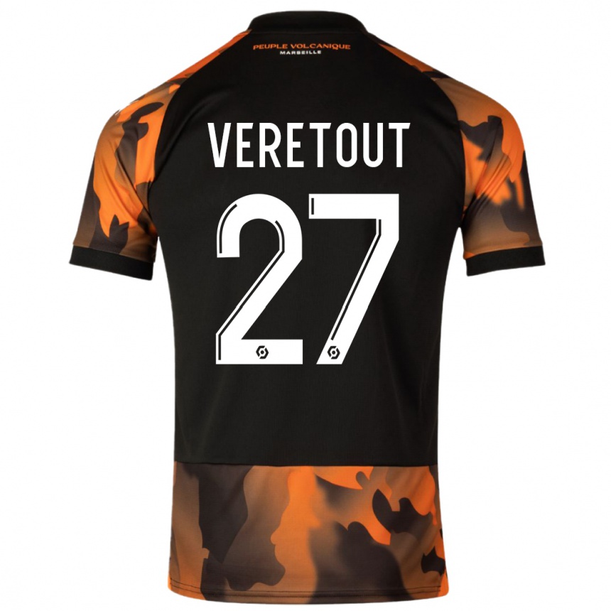 Niño Fútbol Camiseta Jordan Veretout #27 Negro Naranja Equipación Tercera 2023/24 México