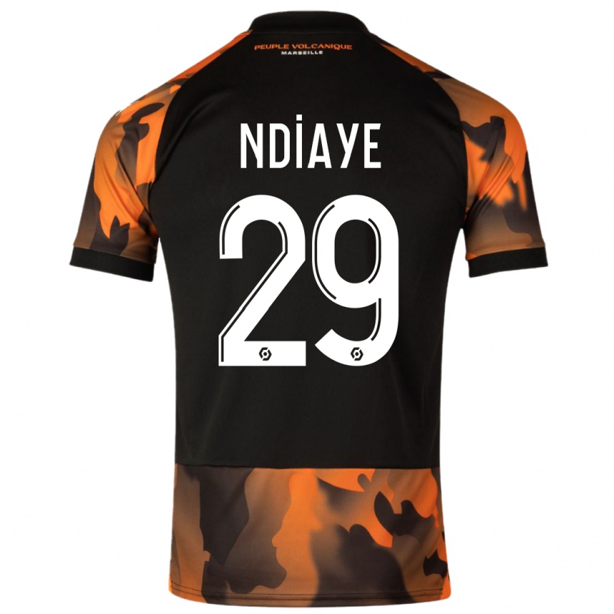 Niño Fútbol Camiseta Iliman Ndiaye #29 Negro Naranja Equipación Tercera 2023/24 México