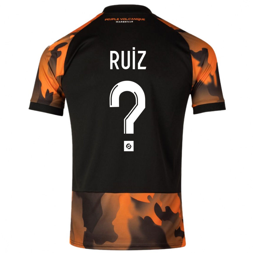 Niño Fútbol Camiseta Pedro Ruiz #0 Negro Naranja Equipación Tercera 2023/24 México