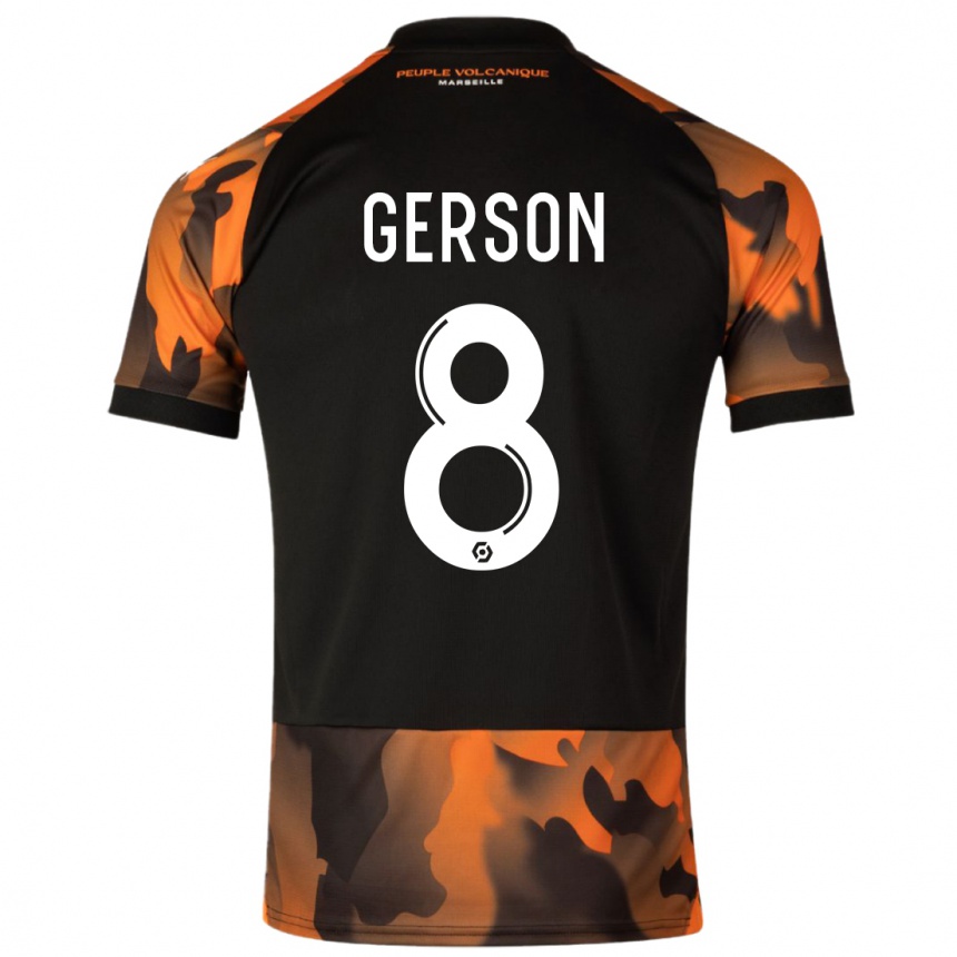 Niño Fútbol Camiseta Gerson #8 Negro Naranja Equipación Tercera 2023/24 México