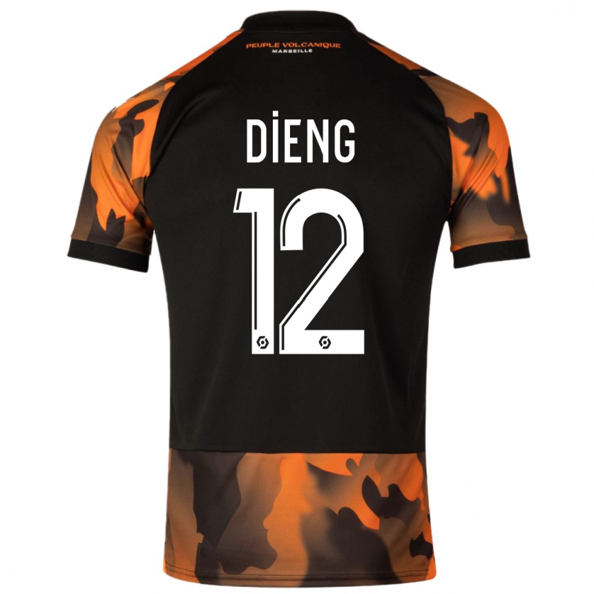 Niño Fútbol Camiseta Bamba Dieng #12 Negro Naranja Equipación Tercera 2023/24 México