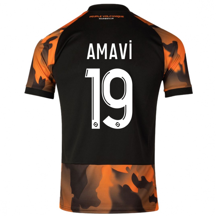 Niño Fútbol Camiseta Jordan Amavi #19 Negro Naranja Equipación Tercera 2023/24 México