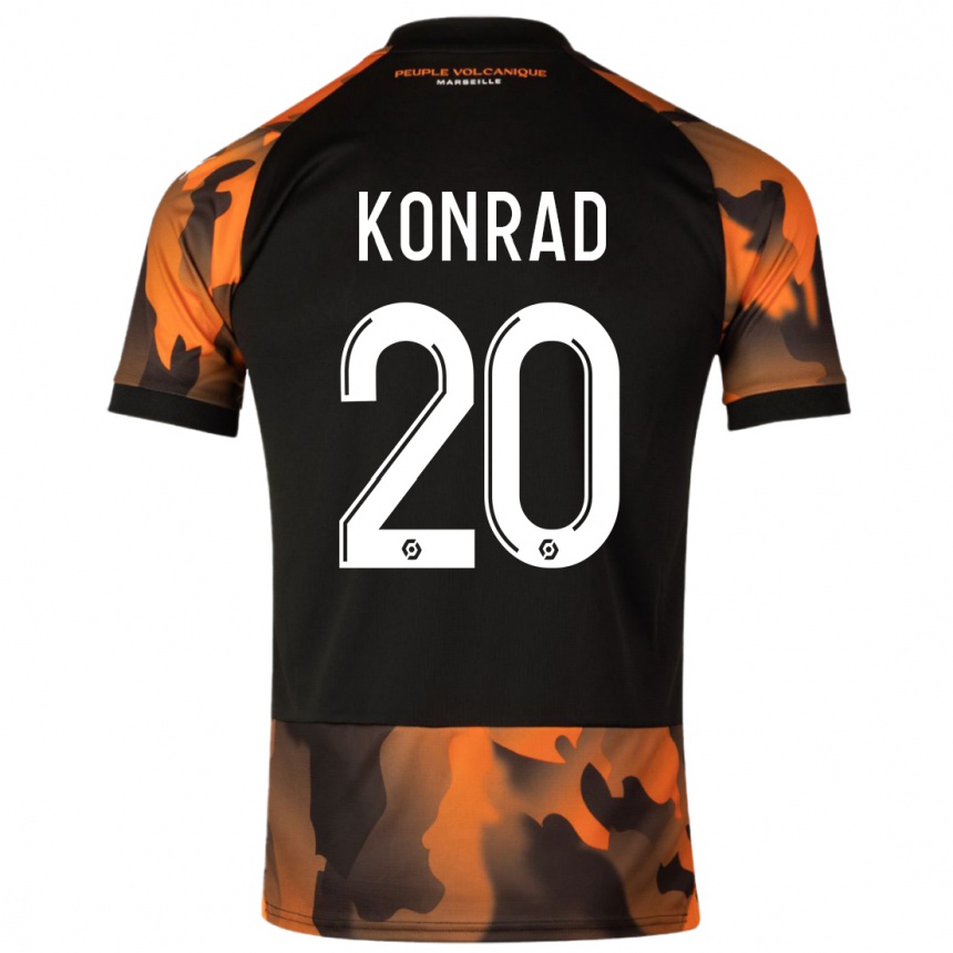 Niño Fútbol Camiseta Konrad De La Fuente #20 Negro Naranja Equipación Tercera 2023/24 México