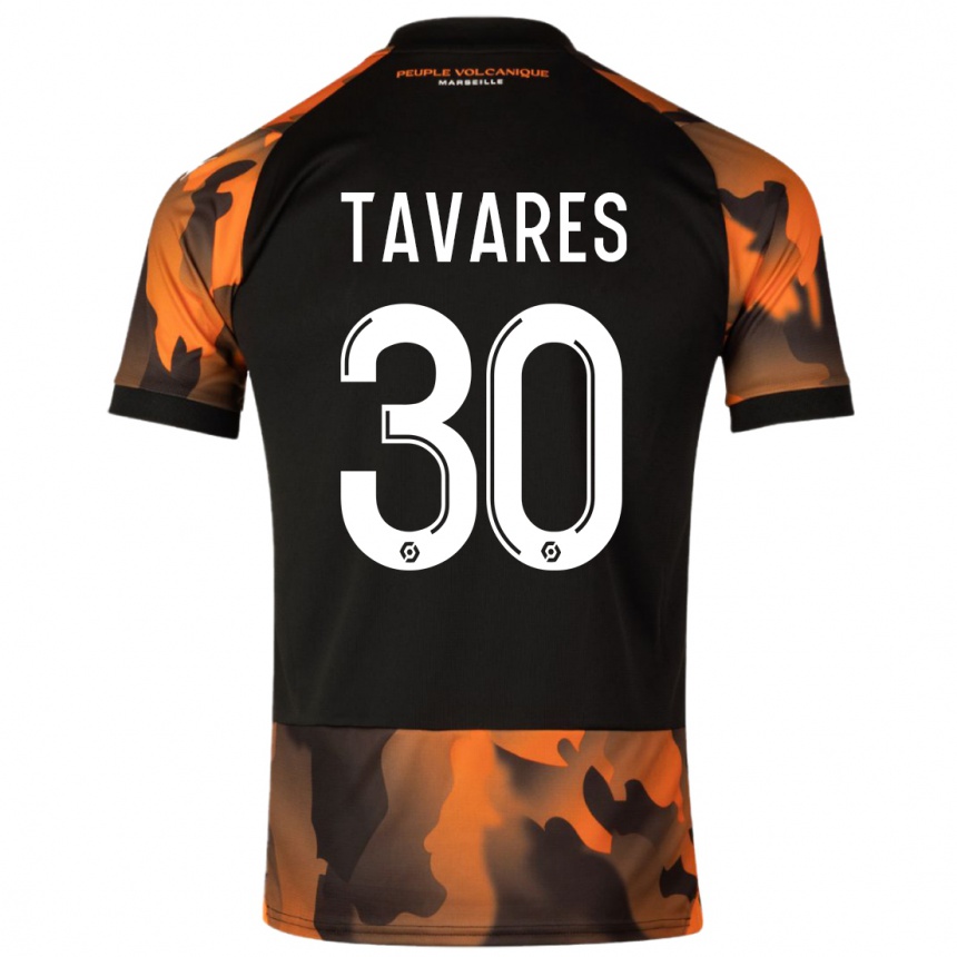 Niño Fútbol Camiseta Nuno Tavares #30 Negro Naranja Equipación Tercera 2023/24 México