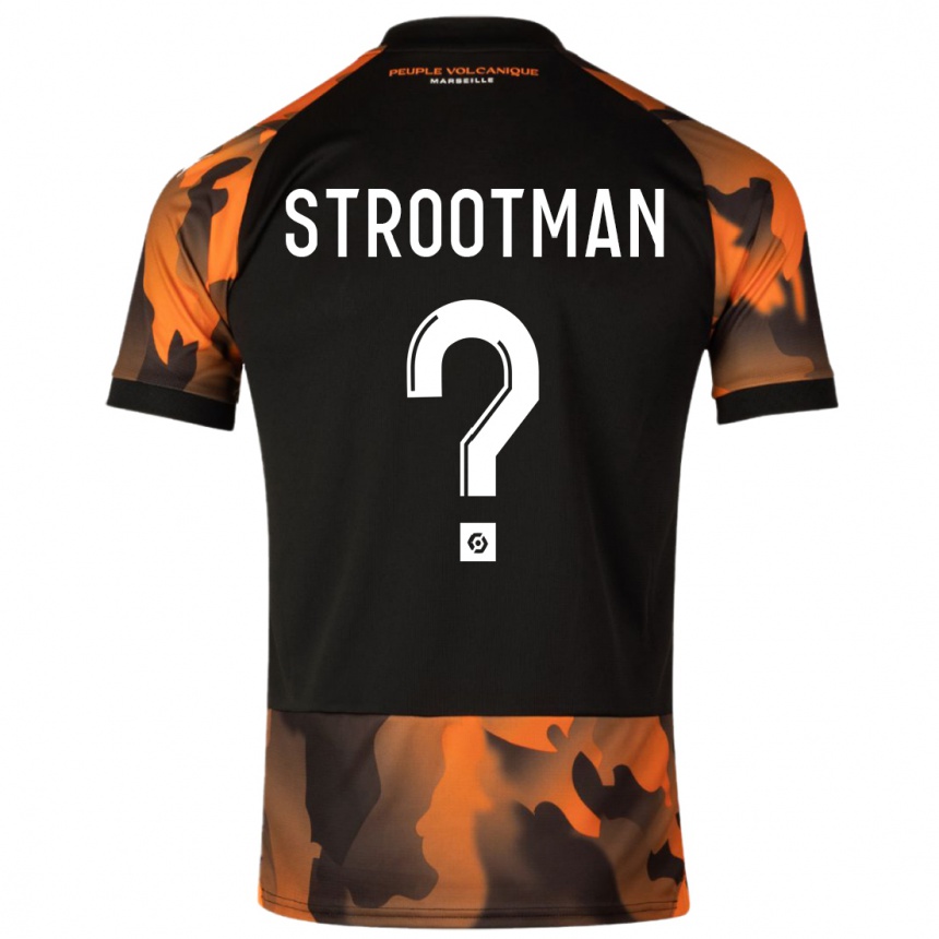 Niño Fútbol Camiseta Kevin Strootman #0 Negro Naranja Equipación Tercera 2023/24 México