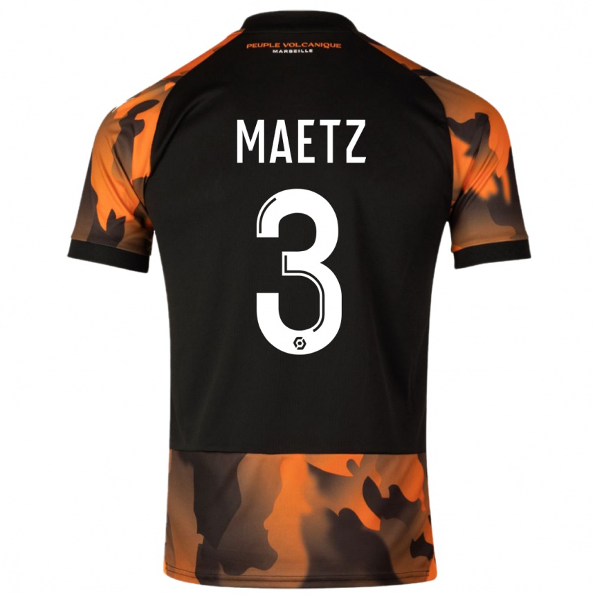 Niño Fútbol Camiseta Agathe Maetz #3 Negro Naranja Equipación Tercera 2023/24 México