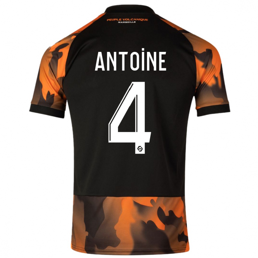 Niño Fútbol Camiseta Maud Antoine #4 Negro Naranja Equipación Tercera 2023/24 México