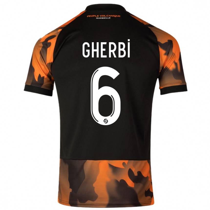 Niño Fútbol Camiseta Candice Gherbi #6 Negro Naranja Equipación Tercera 2023/24 México