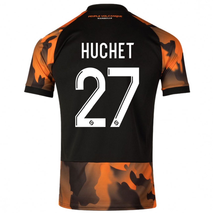 Niño Fútbol Camiseta Sarah Huchet #27 Negro Naranja Equipación Tercera 2023/24 México