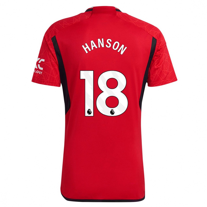 Hombre Fútbol Camiseta Kirsty Hanson #18 Rojo 1ª Equipación 2023/24 México