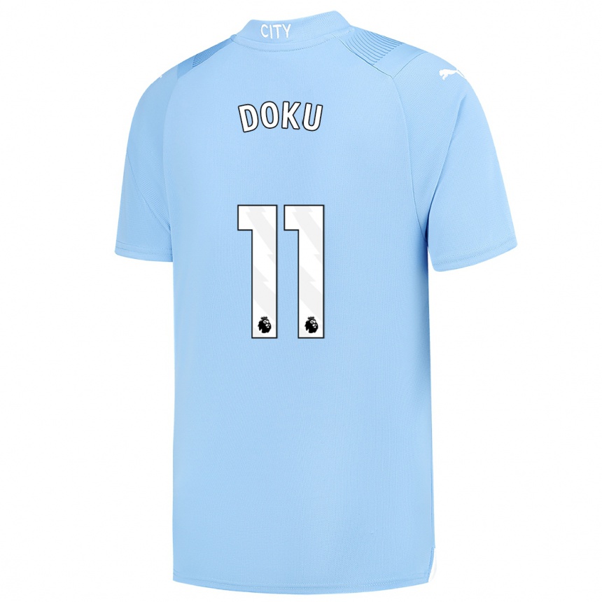 Hombre Fútbol Camiseta Jérémy Doku #11 Azul Claro 1ª Equipación 2023/24 México