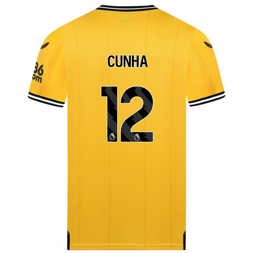 Hombre Fútbol Camiseta Matheus Cunha #12 Amarillo 1ª Equipación 2023/24 México