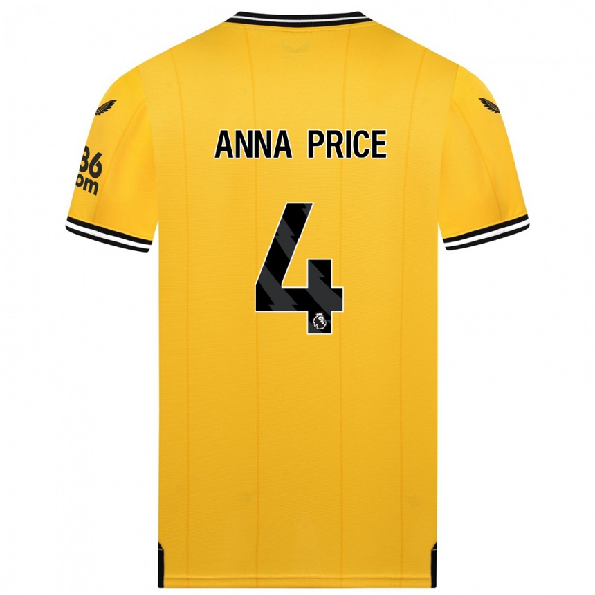 Hombre Fútbol Camiseta Anna Price #4 Amarillo 1ª Equipación 2023/24 México