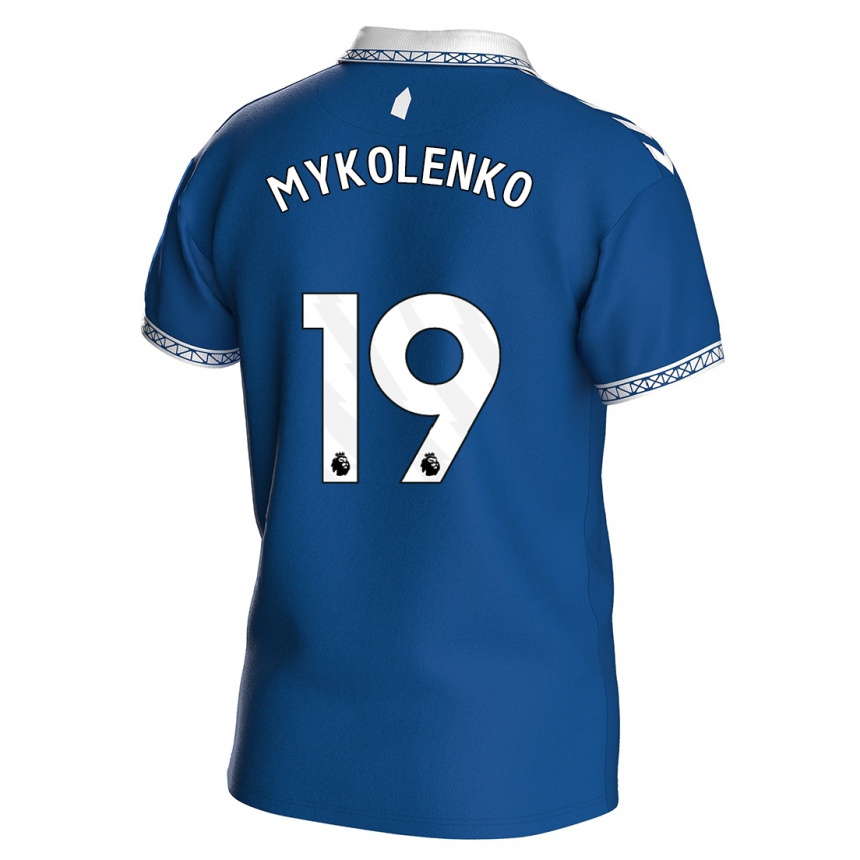 Hombre Fútbol Camiseta Vitaliy Mykolenko #19 Azul Real 1ª Equipación 2023/24 México