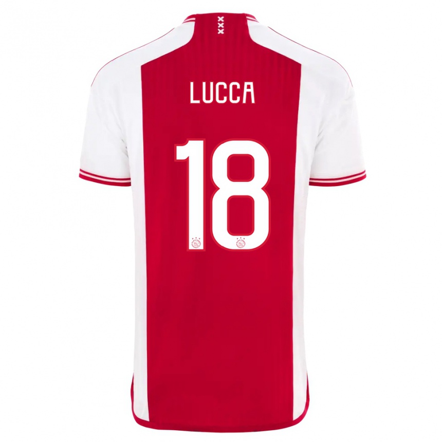 Hombre Fútbol Camiseta Lorenzo Lucca #18 Rojo Blanco 1ª Equipación 2023/24 México