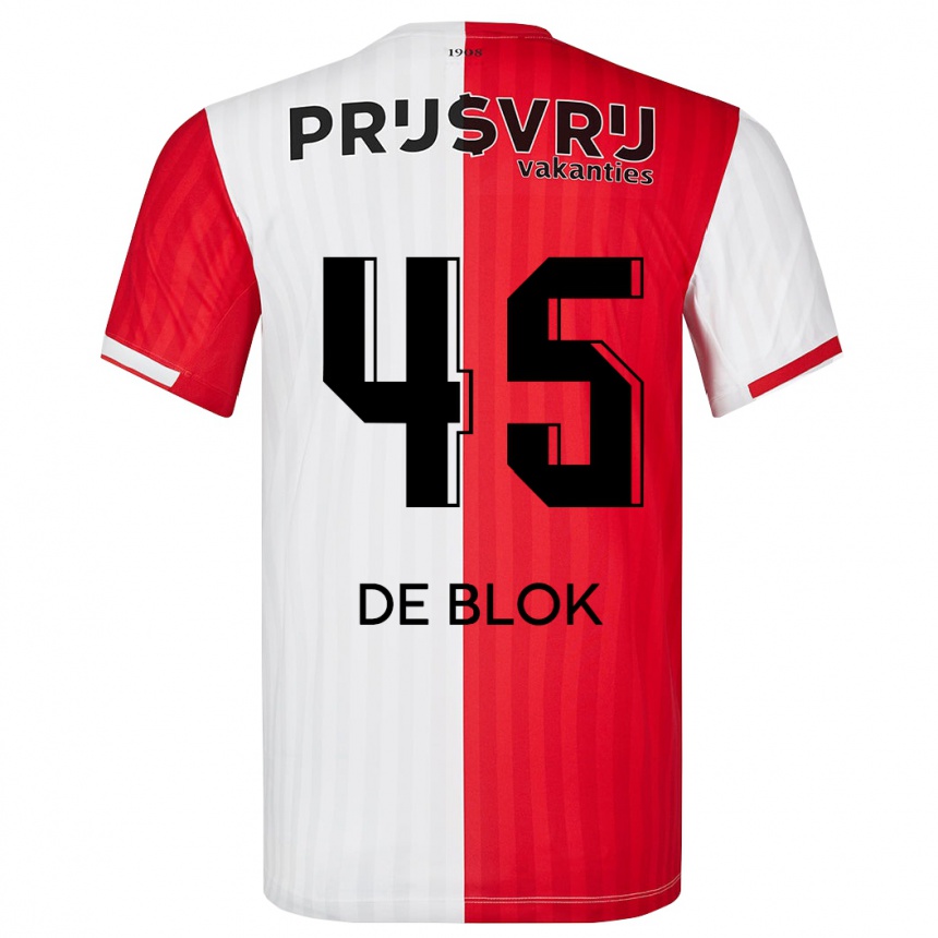 Hombre Fútbol Camiseta Lars De Blok #45 Rojo Blanco 1ª Equipación 2023/24 México