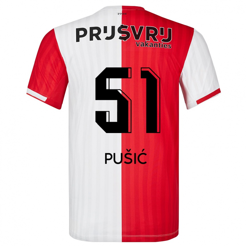 Hombre Fútbol Camiseta Noah Pušić #51 Rojo Blanco 1ª Equipación 2023/24 México