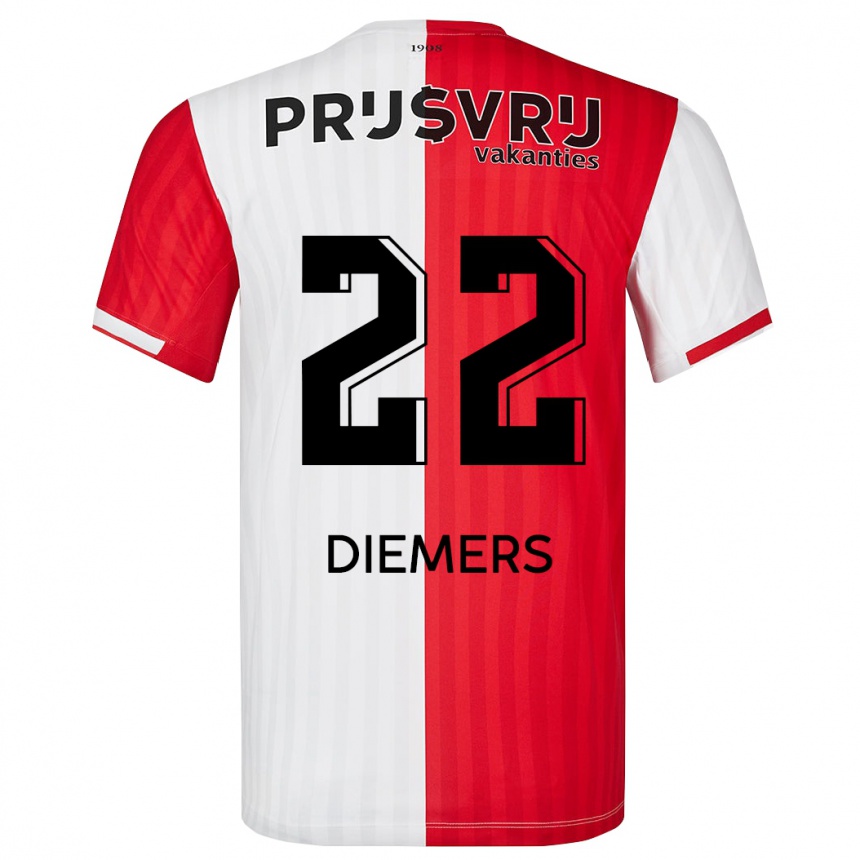 Hombre Fútbol Camiseta Mark Diemers #22 Rojo Blanco 1ª Equipación 2023/24 México