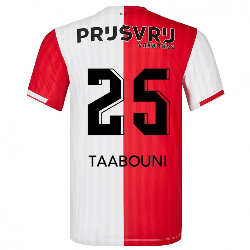 Hombre Fútbol Camiseta Mohamed Taabouni #25 Rojo Blanco 1ª Equipación 2023/24 México