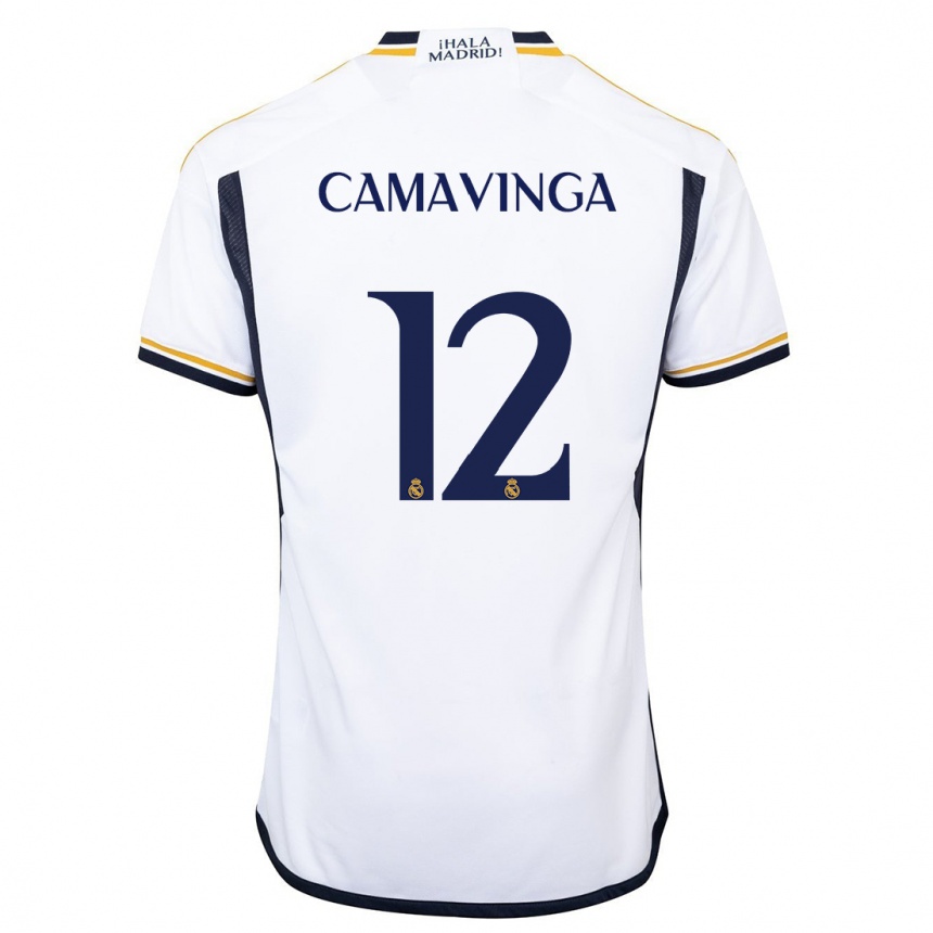 Hombre Fútbol Camiseta Eduardo Camavinga #12 Blanco 1ª Equipación 2023/24 México
