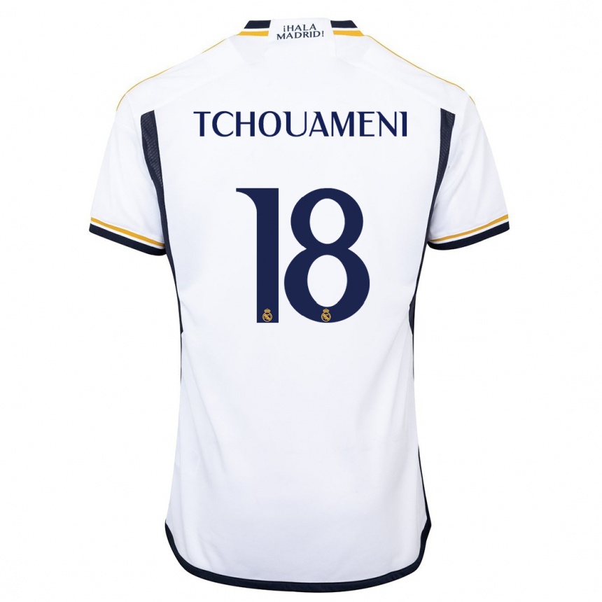 Hombre Fútbol Camiseta Aurelien Tchouameni #18 Blanco 1ª Equipación 2023/24 México