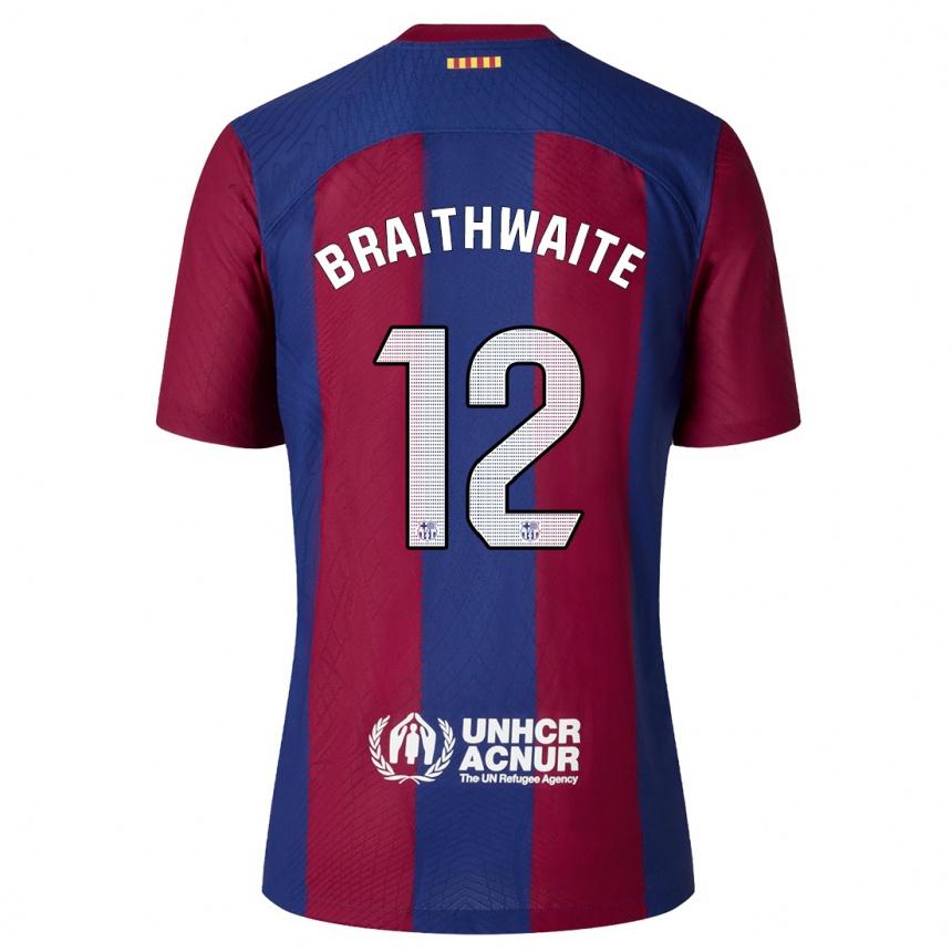 Hombre Fútbol Camiseta Martin Braithwaite #12 Rojo Azul 1ª Equipación 2023/24 México